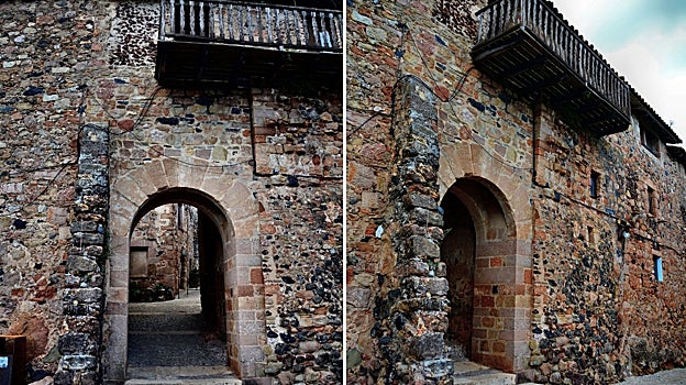 Dos aspectos del Portal del Mar de Santa Pau, Gerona