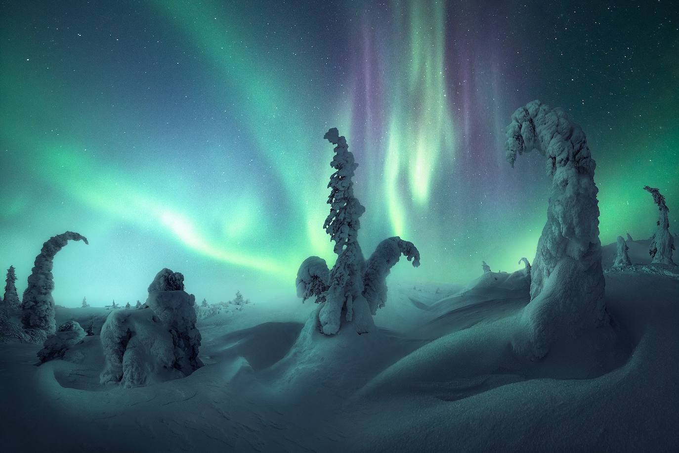 'Polaris Dreams'. Foto tomada en Murmansk Oblast, Rusia. "Este año, mi sueño de fotografiar los paisajes del norte de Rusia se hizo realidad. Esa noche, la Aurora Boreal ofreció un espectáculo increíble".