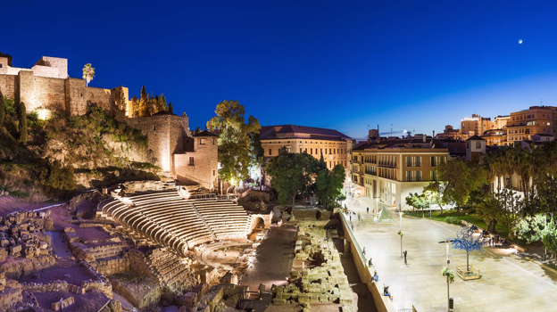 Imagen del teatro romano de Málaga