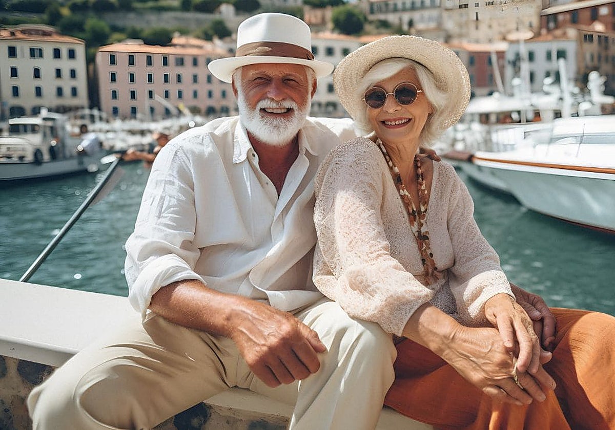 Imagen de archivo de una pareja de personas mayores durante un viaje