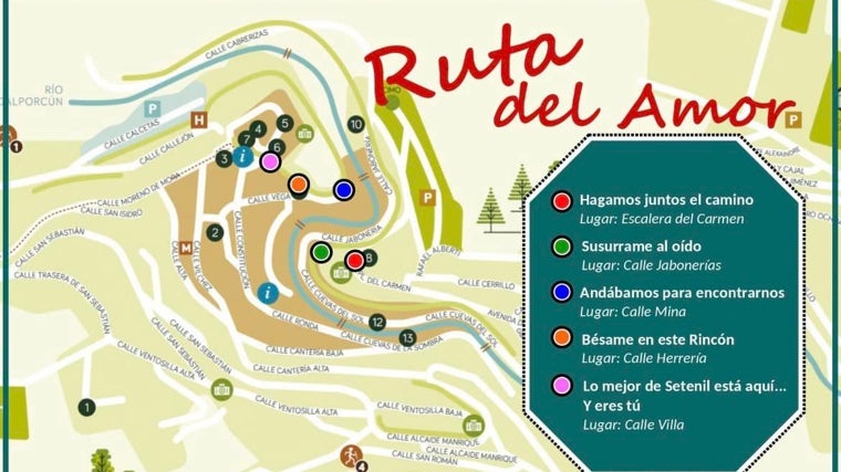 El mapa para no perderse ni un detalle de esta ruta del amor que sirve para conocer los lugares más bellos de Setenil de las Bodegas