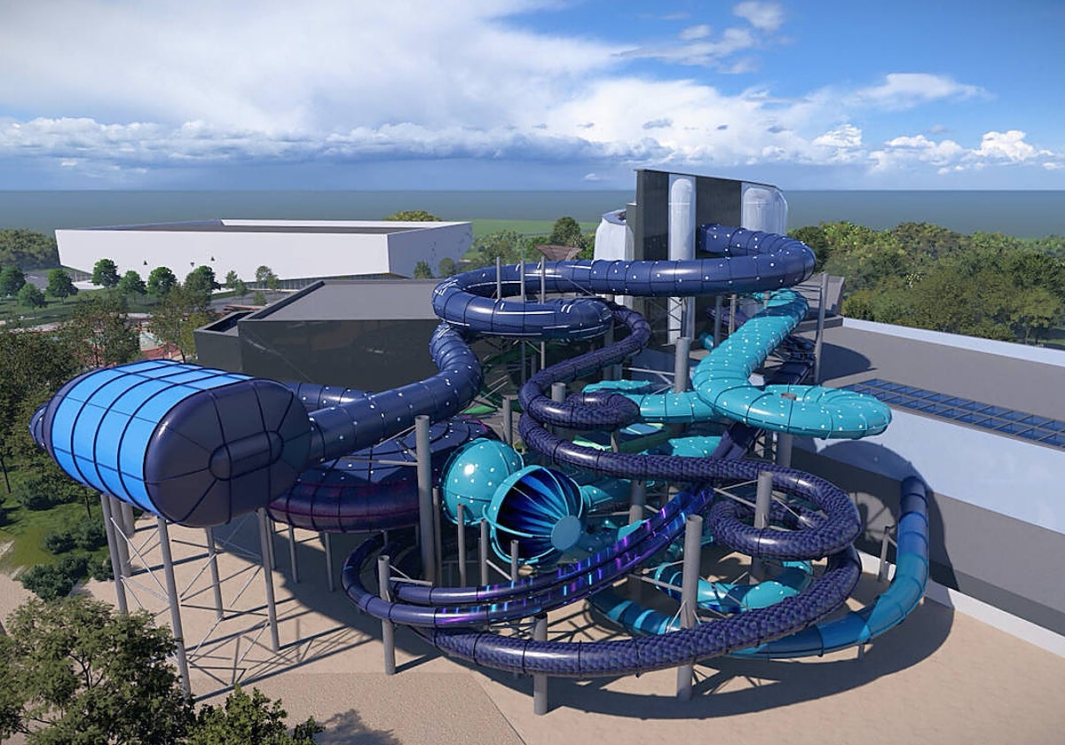 Recreación de cómo será el laberinto de toboganes de Aquascope