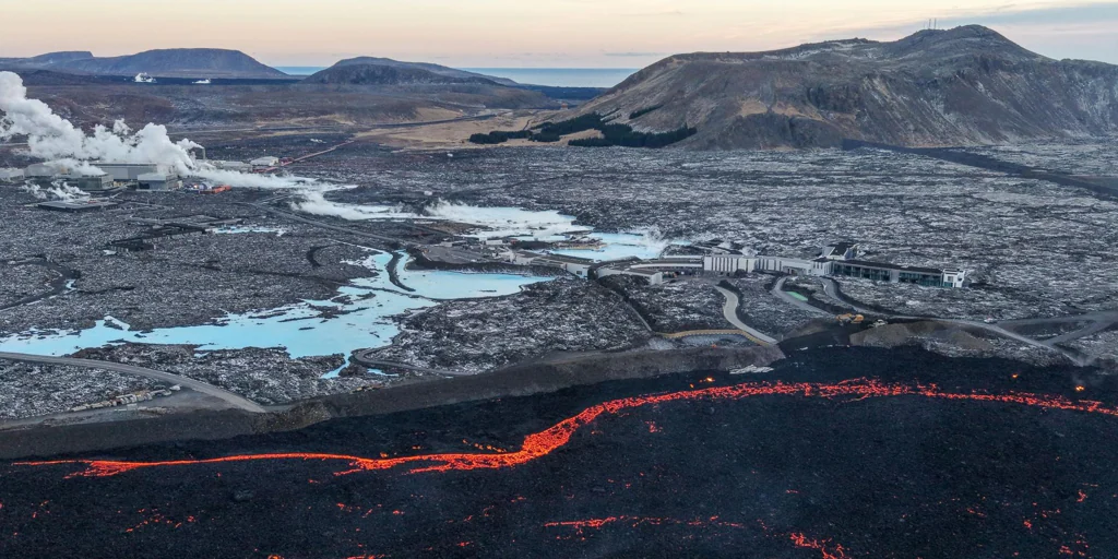 Spectacular images of the Blue Lagoon surrounded by volcanic lava