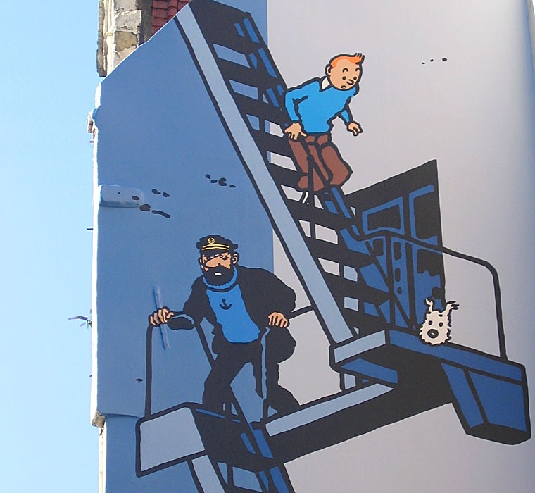 Mural de Tintín, Milú y el Capitán Haddock en la calle de l'Étuve