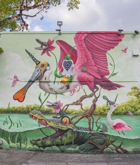Imagen secundaria 2 - Mural del artista mexicano Farid Rueda; obra de la americana Laure YS; trozo de un mural del español Dulk, todo en Wynwood Walls, Miami