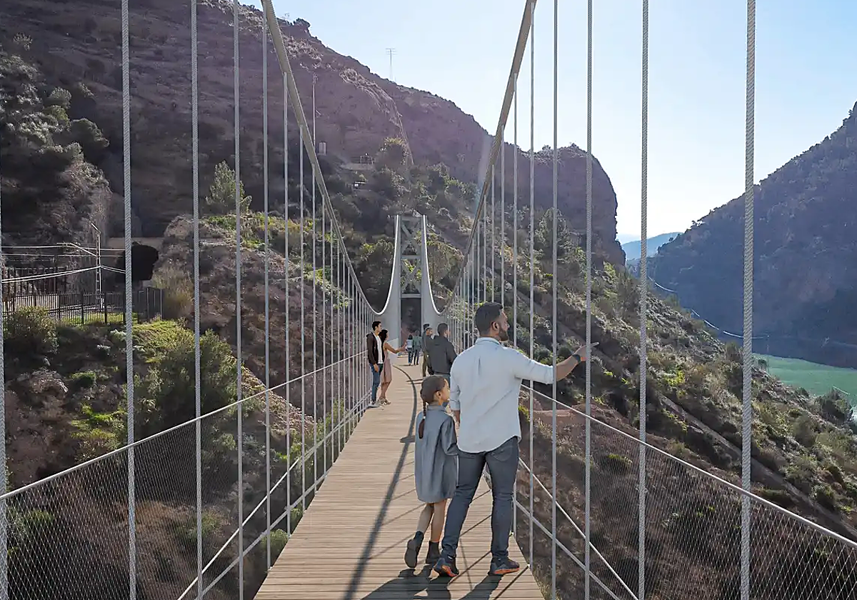 Imagen del puente colgante del Caminito del Rey de Málaga