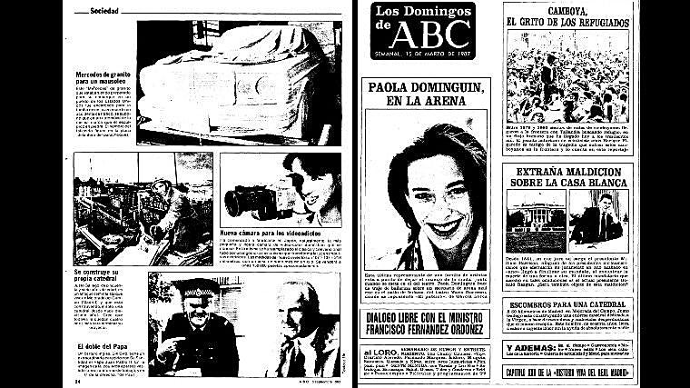 Las informaciones que ABC publicó en 1983 (izq.) y 1987 (drcha.) acerca de Justo y su catedral