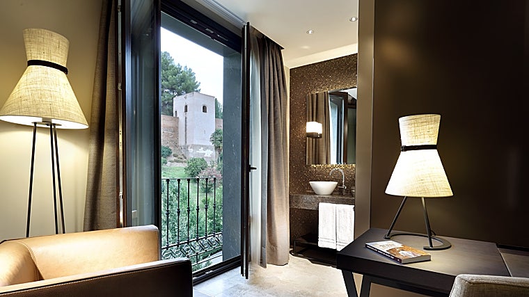 Un trozo de la Alhambra visible desde una habitación del Washington Irving