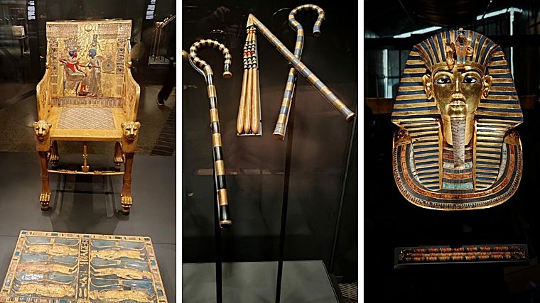 Trono, cetros e máscara de Tutancâmon