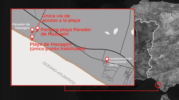 Plano de la zona en la que se podrá ver el lanzamiento del Miura 1