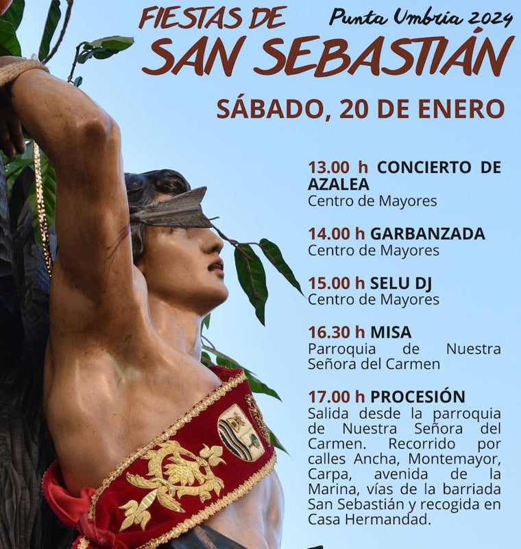Esta es la programación de este sábado por las Fiestas de San Sebastián en Punta Umbría: actos previstos y horarios