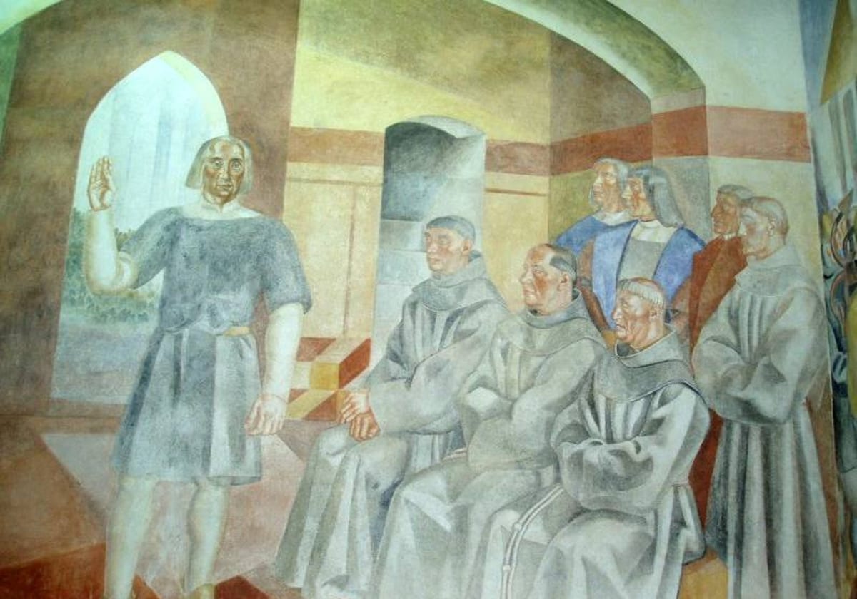 Fresco sobre el Descubrimiento de América en el Monasterio de La Rábida, de Daniel Vázquez Díaz