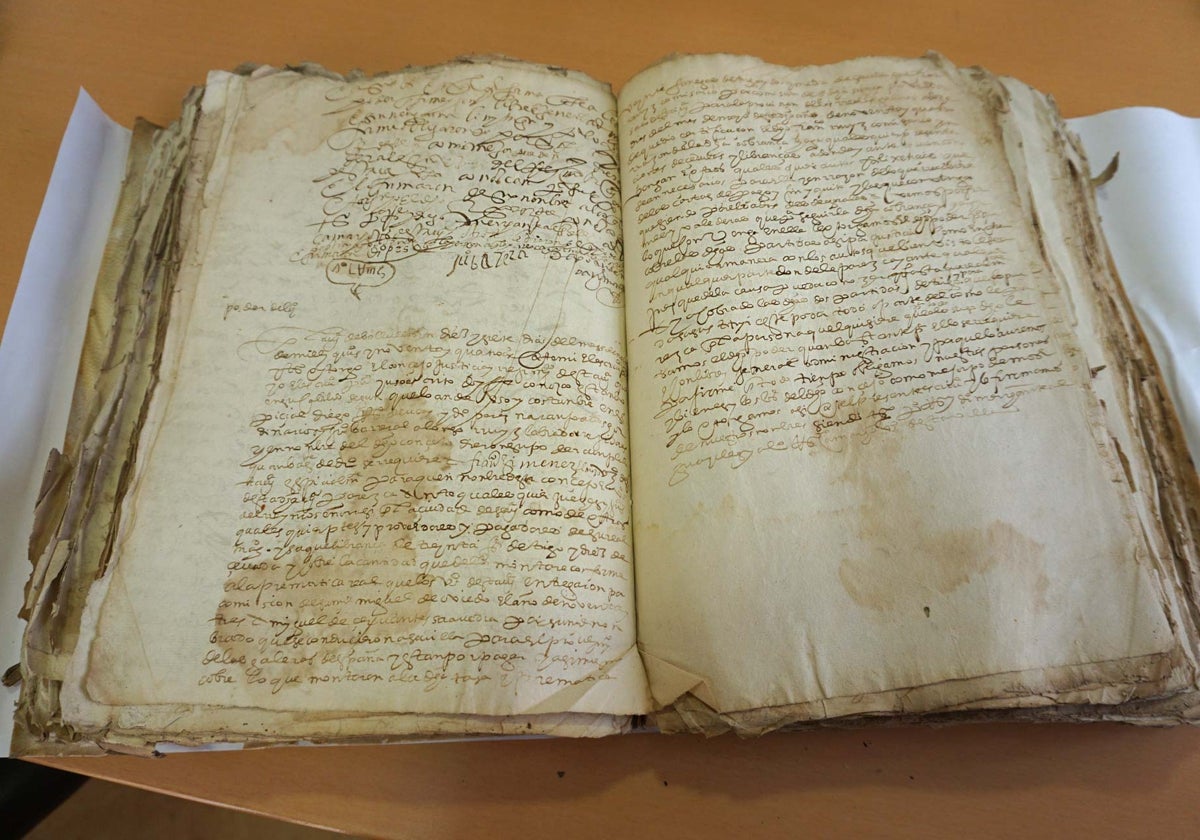 Uno de los documentos hallados por Bartolomé Miranda donde se cita a Miguel de Cervantes