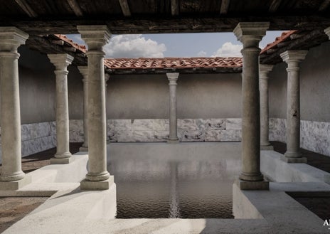 Imagen secundaria 1 - La ermita de San Mamés, junto al foro y el mercado romano / Recreación de las termas