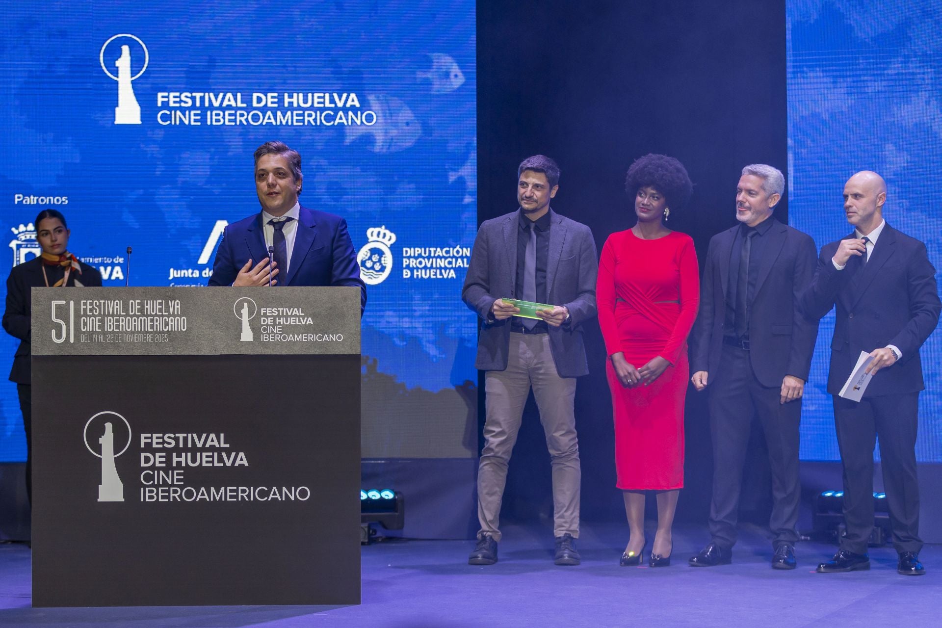 Así lucieron los premiados en la gala de clausura del 51 Festival de Cine Iberoamericano de Huelva