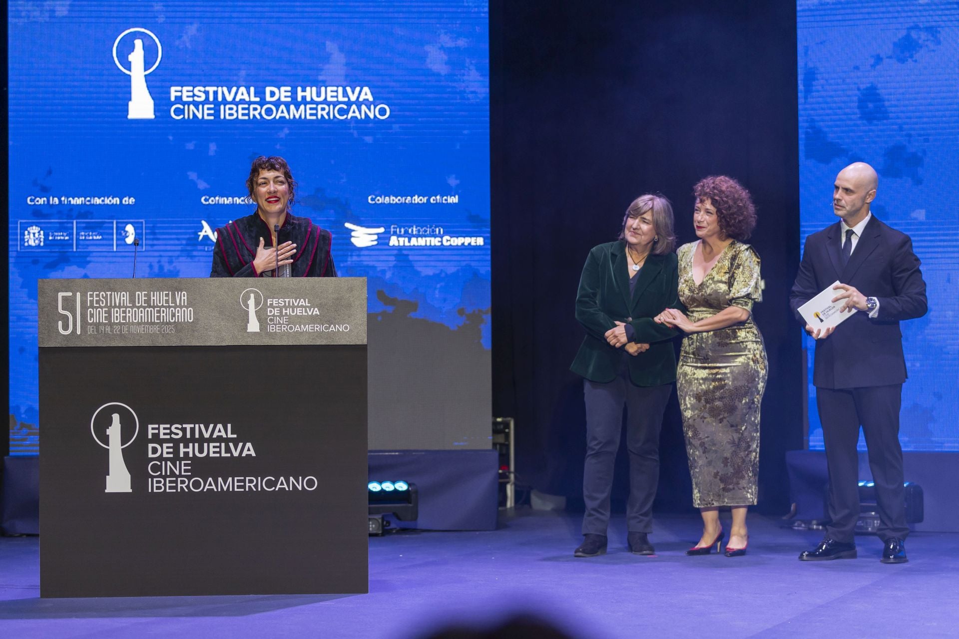 Así lucieron los premiados en la gala de clausura del 51 Festival de Cine Iberoamericano de Huelva