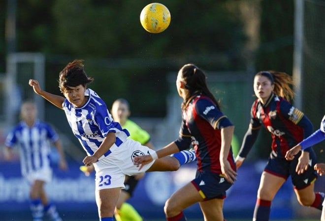 El Sporting Huelva durante su derrota ante el Levante Unión Deportiva