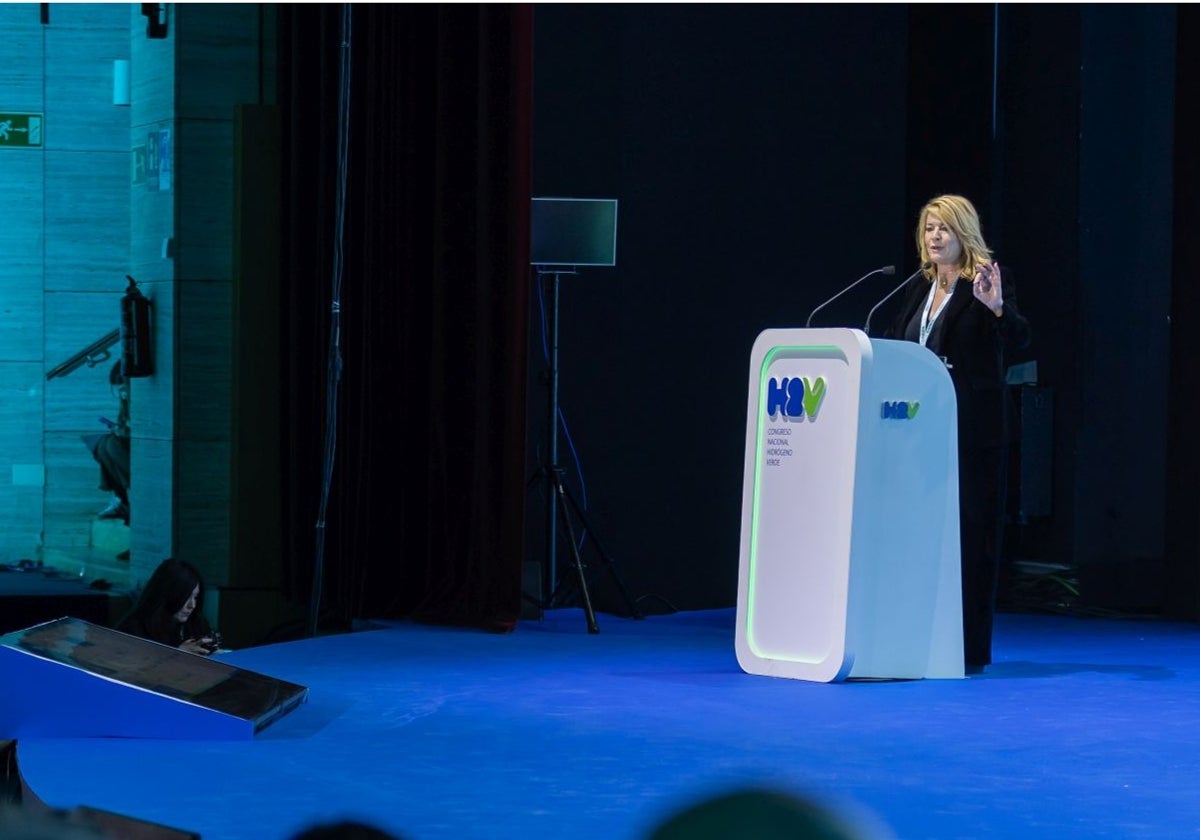 Pilar Miranda, alcaldesa dde Huelva, durante su intervención en el acto inaugural