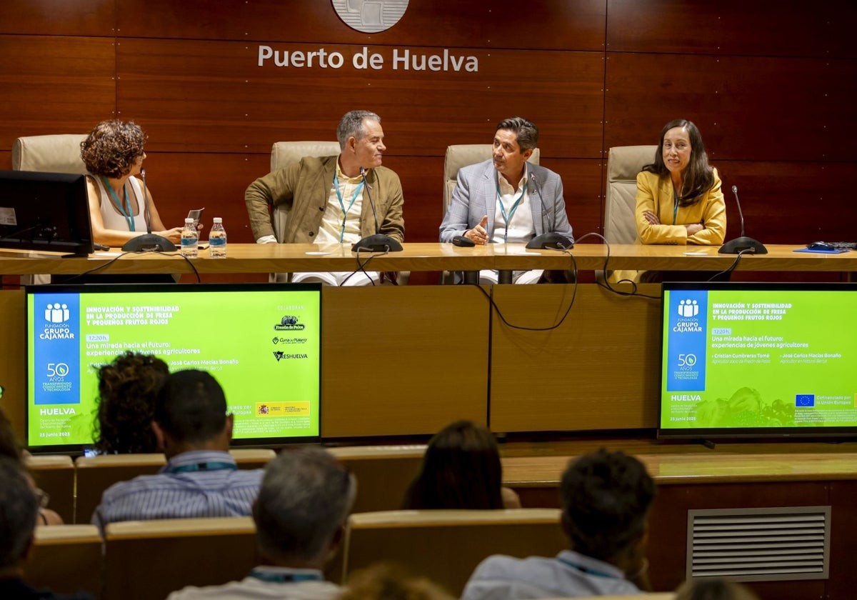 Participantes en la mesa de debate sobre los retos del sector de los frutos rojos onubense