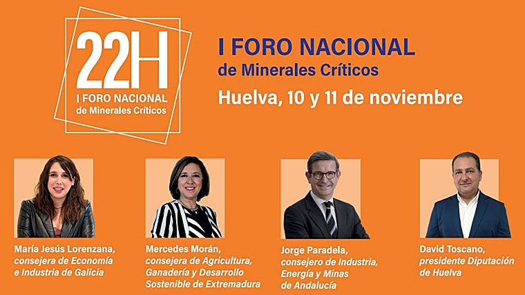 Huelva, lista para abrir mañana el I Foro Nacional de Minerales Críticos, núcleo del debate sobre la transición energética