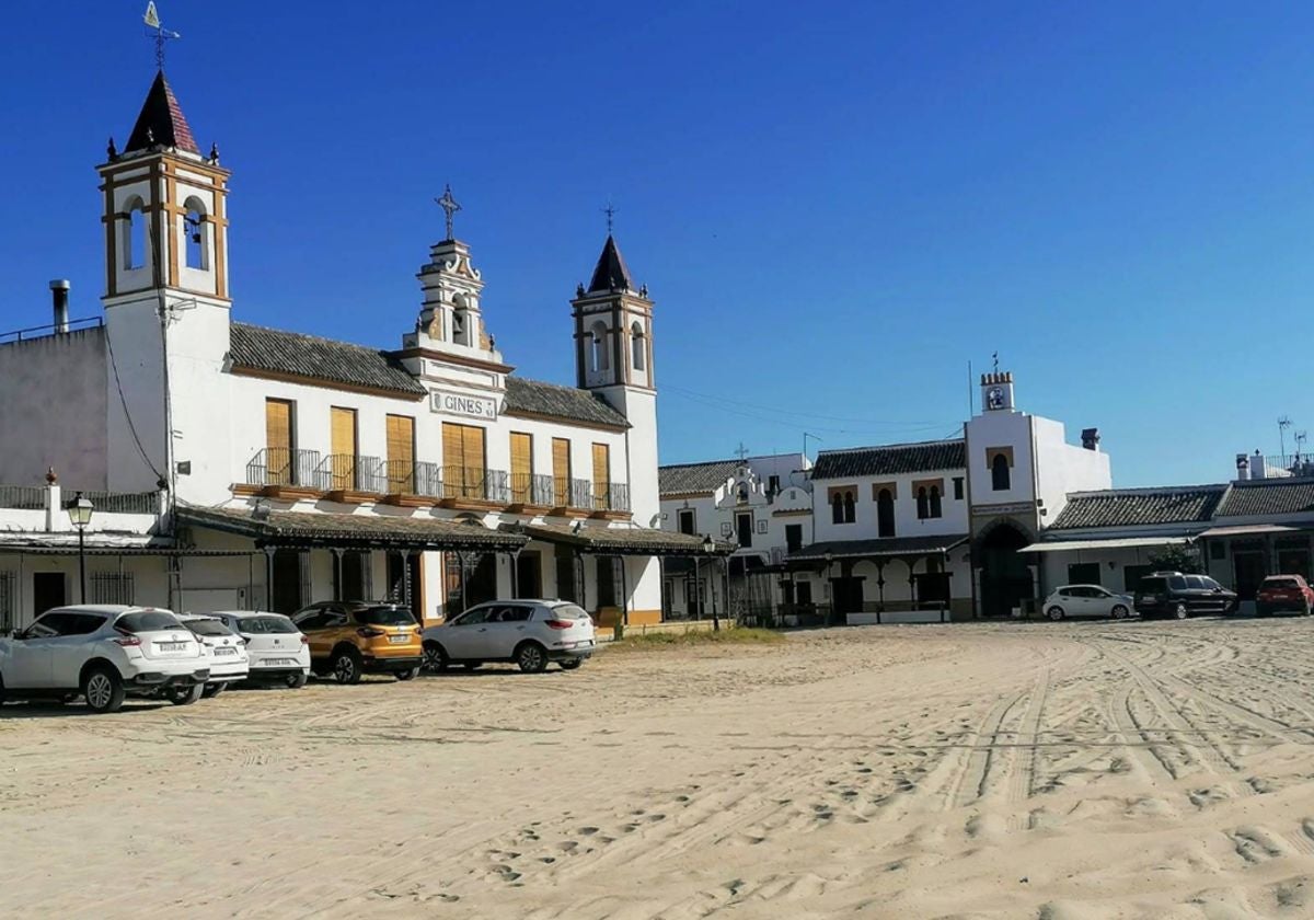 Vista de la plaza de Doñana, en El Rocío