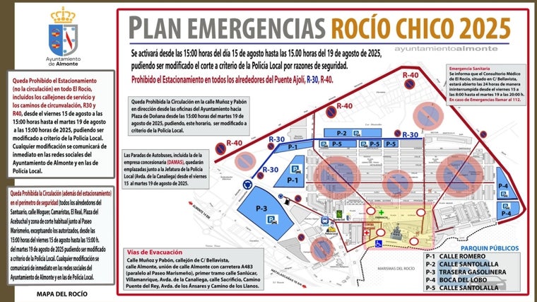 Celebración del Rocío Chico: éstas son las restricciones de tráfico, circulación y aparcamiento en la aldea