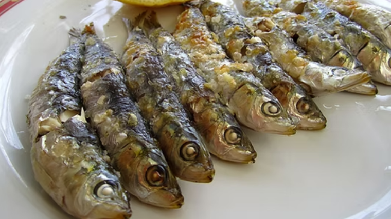 Plato de sardinas servido en el Bar Club Náutico San Miguel