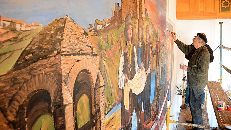 Un nuevo mural del Descubrimiento adorna el Salón de Plenos de Palos de la Frontera