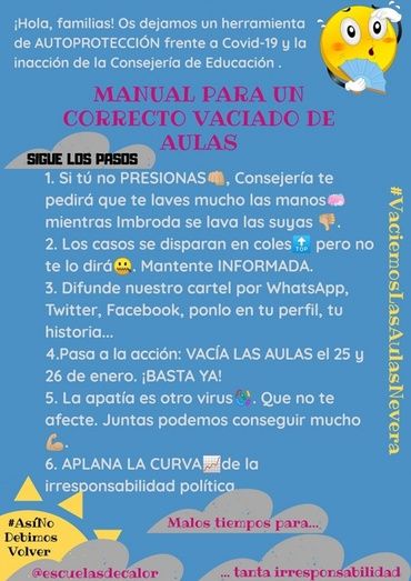Proponen vaciar las aulas esta semana ante “la inacción” de la Junta