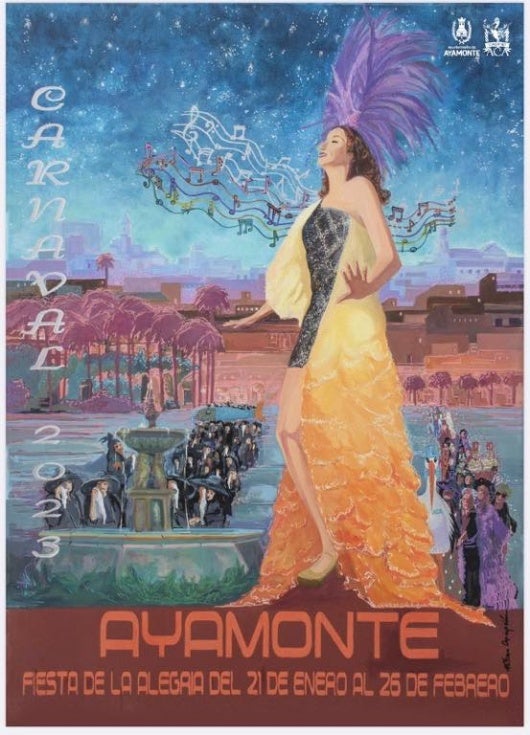Pórtico carnavalero en Ayamonte con la presentación del cartel y las cortes infantil y juvenil
