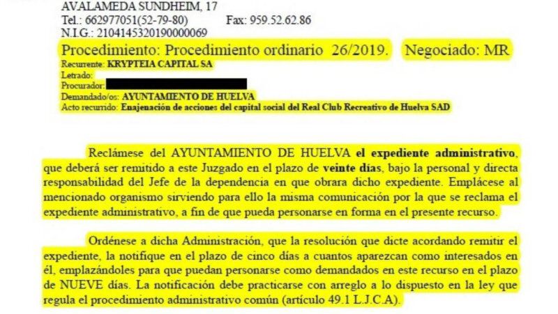 La Justicia admite el recurso de Krypteia e insta al Ayuntamiento a facilitarle la documentación del proceso de venta de acciones del Recre