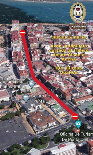 Este jueves estará cortada la avenida de Andalucía en Punta Umbría