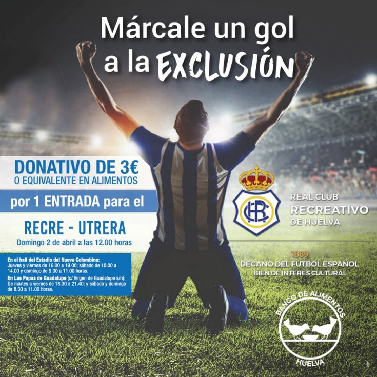 El Recre-Utrera se podrá ver por 3 euros o por el equivalente de ese dinero en alimentos