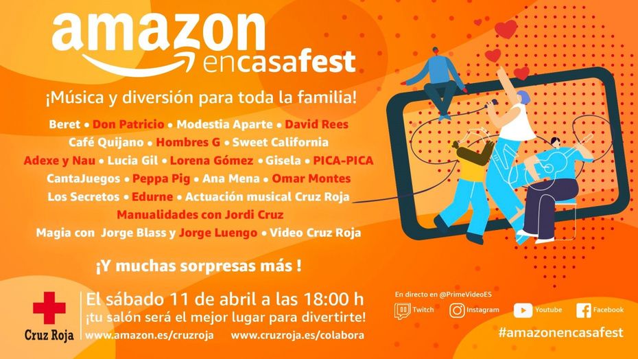 Amazon convoca este sábado por la tarde un concierto solidario gratis y online