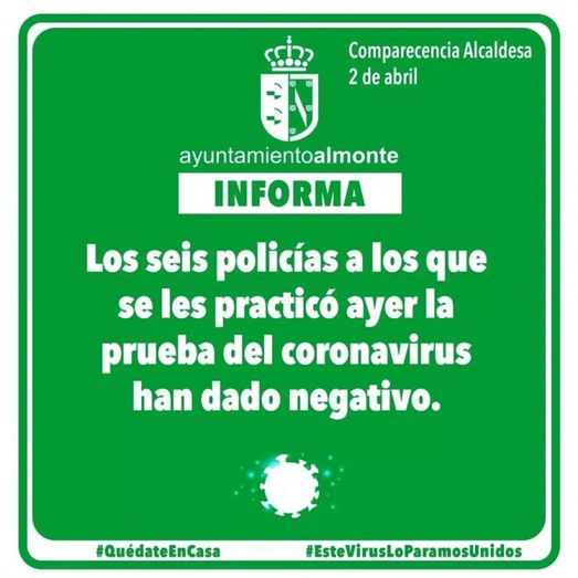 Los seis policías de Almonte que se encontraban en cuarentena al mezclarse con los positivos por coronavirus han dado negativo