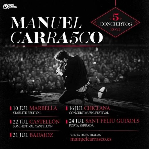 Manuel Carrasco ofrecerá cinco conciertos acústicos en festivales en julio de este año