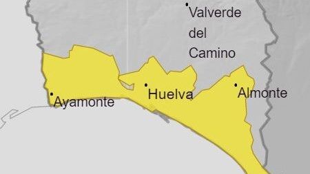 Aviso amarillo por tormentas en el litoral de Huelva