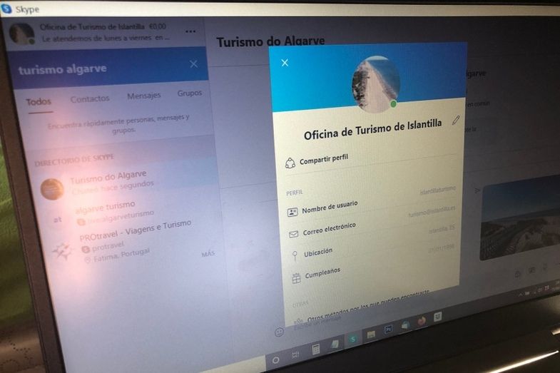 Información turística telemática a través de videoconferencias de Skype y Whatsapp en Islantilla