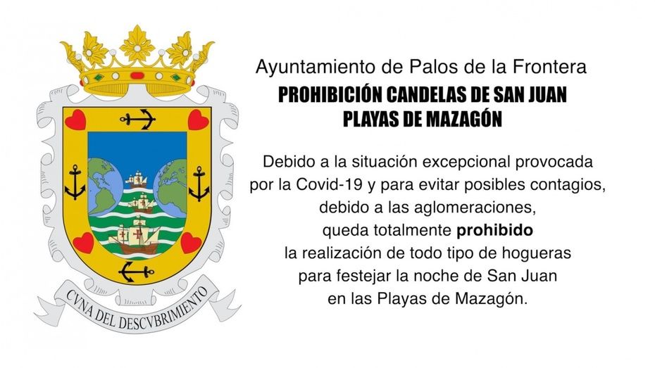Ayamonte y Mazagón también advierten de la prohibición de celebrar hogueras y botellones en la Noche de San Juan