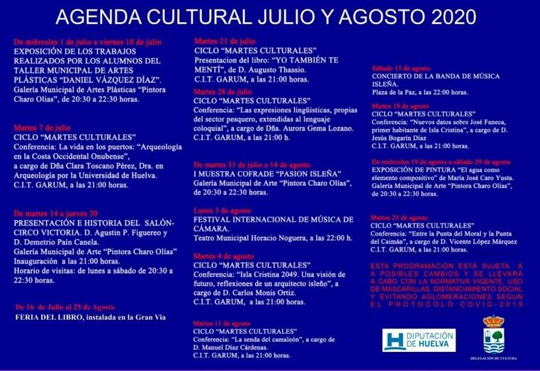 Isla Cristina se prepara para disfrutar de actividades culturales adaptadas a la 'nueva normalidad'