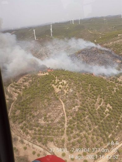 Investigan a dos personas por el incendio forestal en el paraje 'El Sardón' de El Granado