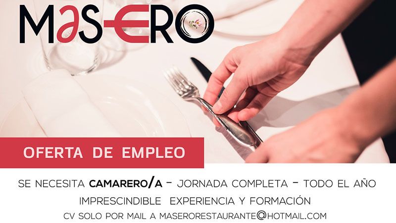 El restaurante Masero, en Huelva, busca camarero a jornada completa