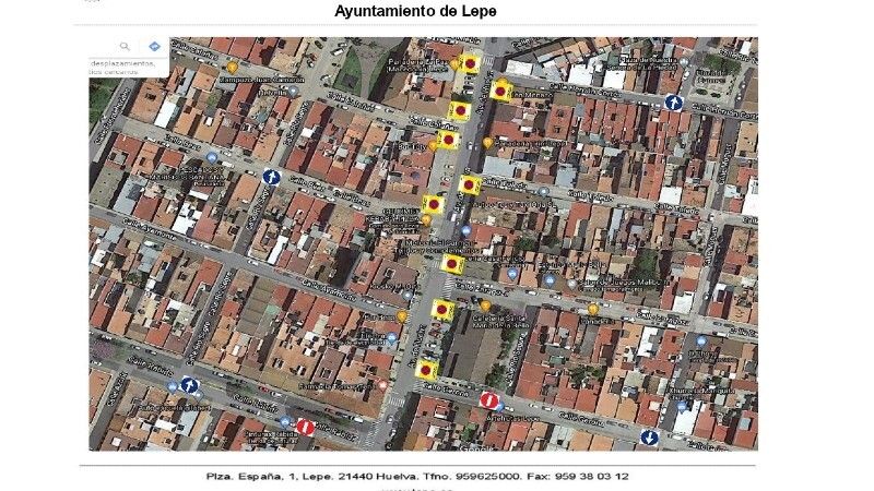 Cortes de tráfico y prohibición de aparcar en varios tramos de Lepe de aquí al viernes