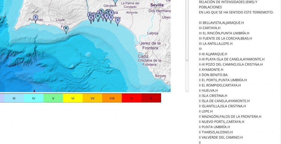 Un terremoto de magnitud 5,4 se deja sentir en la provincia de Huelva