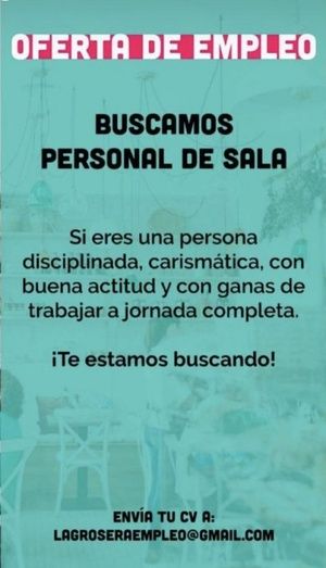 ¿Te gustaría trabajar en La Grosera? Buscan personal de sala