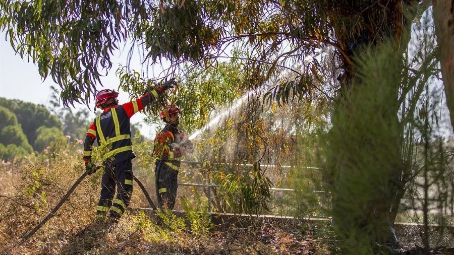 El incendio de Almonaster, camino de ser controlado tras una noche tranquila