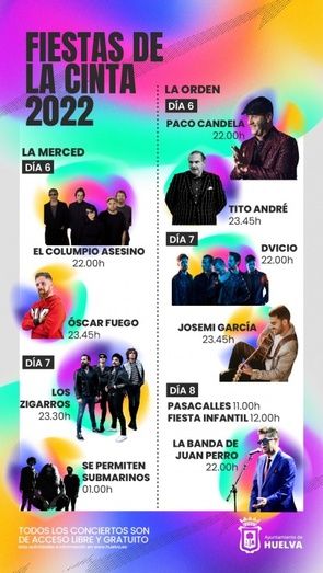 ¿Quieres saber los horarios y lugares de los nueve conciertos de las Fiestas de la Cinta?