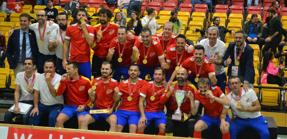 Chema, Abraham, Dani y Nono, los campeones del mundo del CD Sordos Huelva