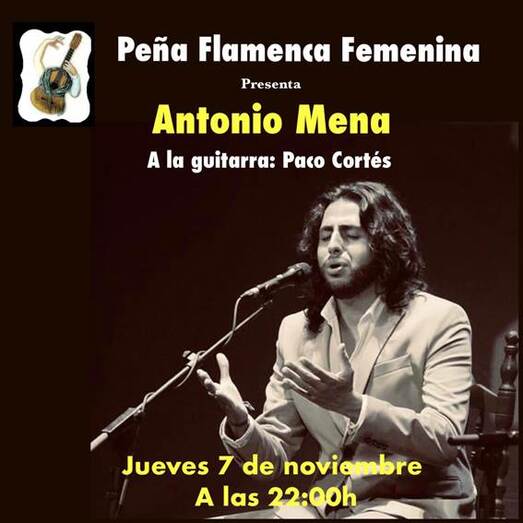 Antonio Mena, este jueves en la Peña Flamenca Femenina de Huelva