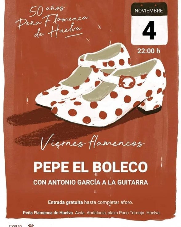 Pepe El Boleco canta en el 50 aniversario de la Peña Flamenca de Huelva